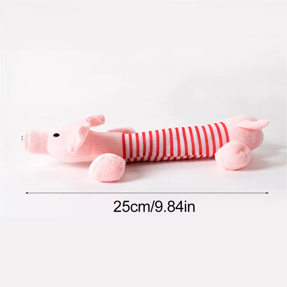 Durable Stuffingless Plush Dog Toy with Squeakers and Crinkle Sound