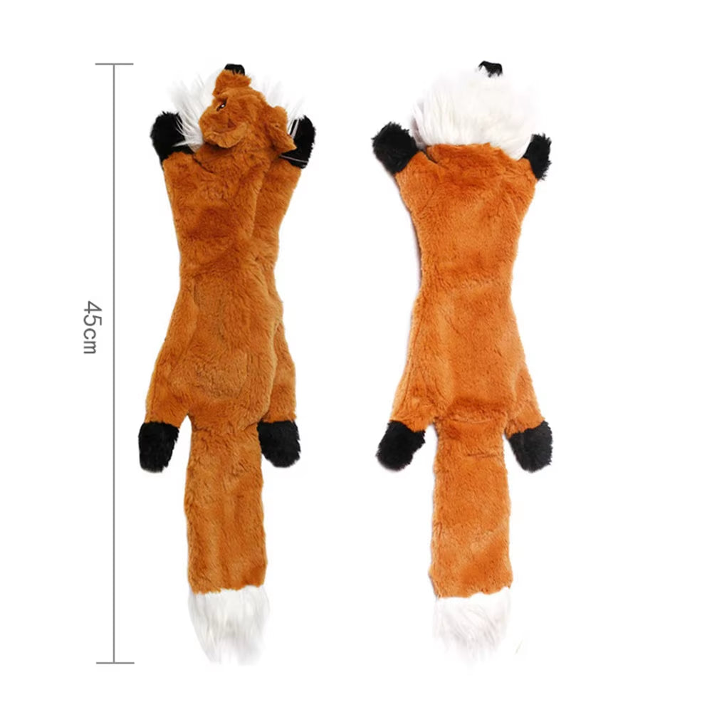 Durable Stuffingless Plush Dog Toy with Squeakers and Crinkle Sound