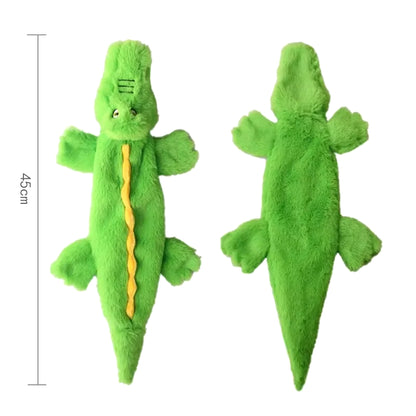 Durable Stuffingless Plush Dog Toy with Squeakers and Crinkle Sound
