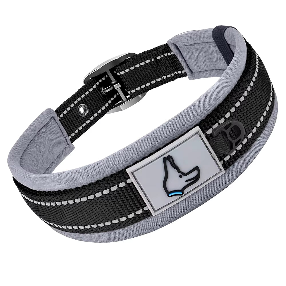 Reflective Padded Dog Collars for All Sizes - Adjustable Heavy-Duty Nylon and Neoprene Design