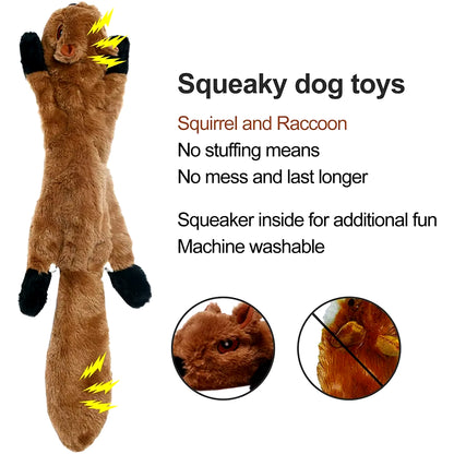 Durable Stuffingless Plush Dog Toy with Squeakers and Crinkle Sound