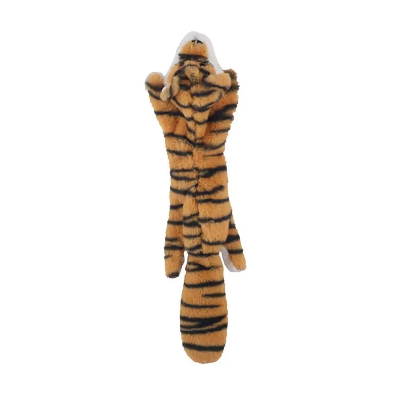 Durable Stuffingless Plush Dog Toy with Squeakers and Crinkle Sound