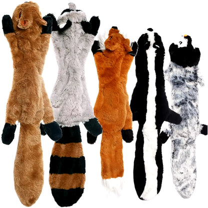 Durable Stuffingless Plush Dog Toy with Squeakers and Crinkle Sound